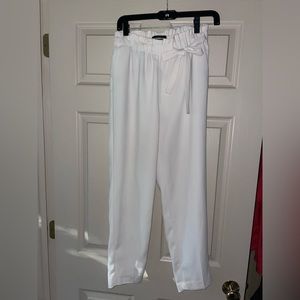 Express off white high rise tie pants